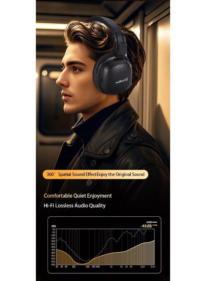 Retro-style Bluetooth Headphones with Microphone and Active Noise Cancellation | Over 30 Hours of Wireless Gaming Time | Lightweight and Foldable Travel Design - Image 4